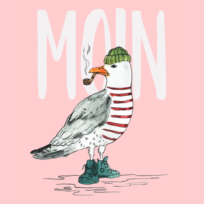 PLATTDEUTSCHER SPRUCH MIT MÖWE
