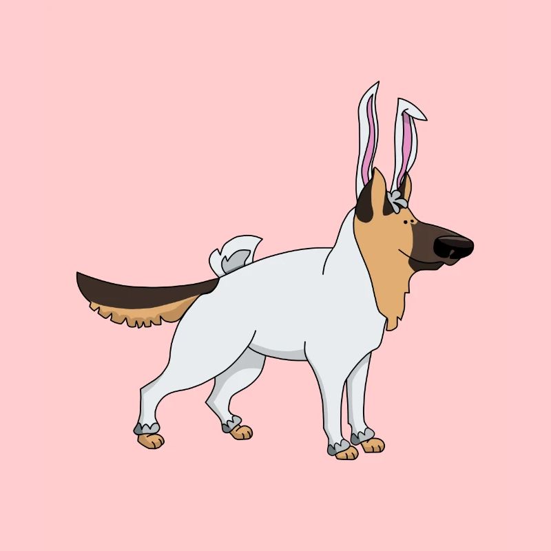 German shepherd in easter bunny costume Easter