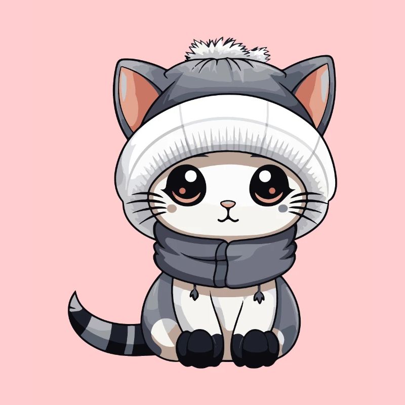 Cat Winter Comic Cute