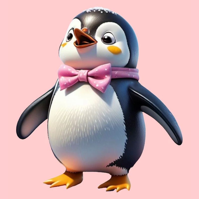 Pinguin Sandra sieht ihre Freunde