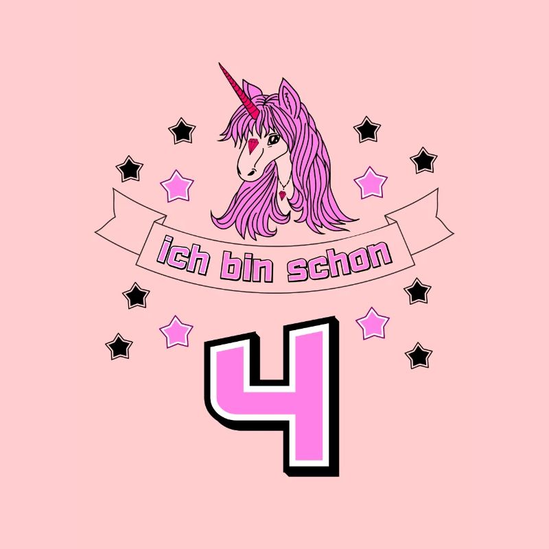AKE Einhorn Geburtstag ich bin schon 4 Mädchen