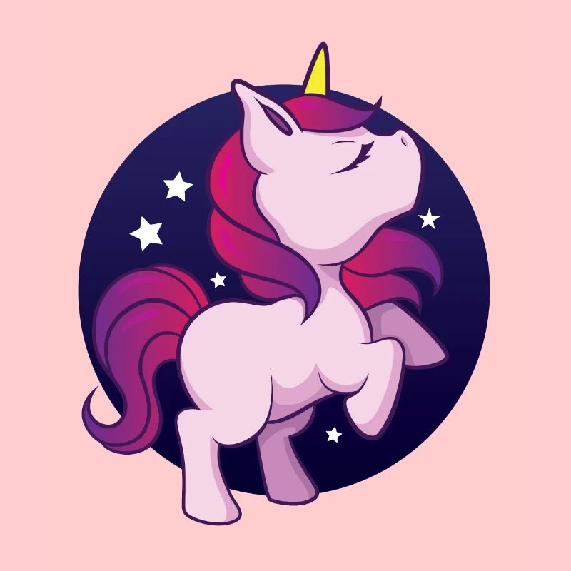 Dreaming unicorn with starry sky