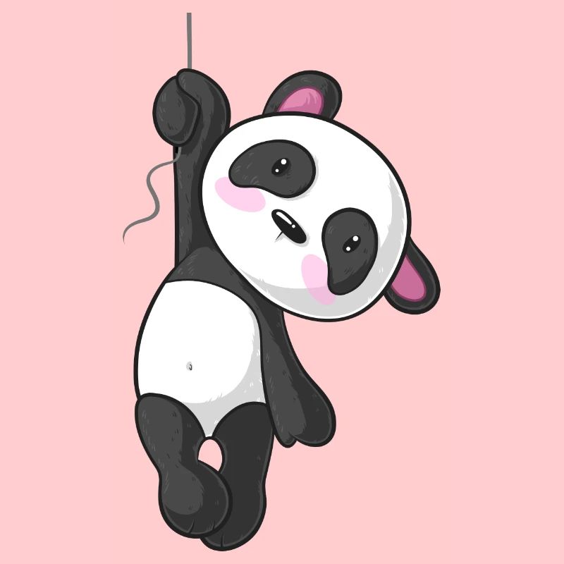 Hängender Comic Panda