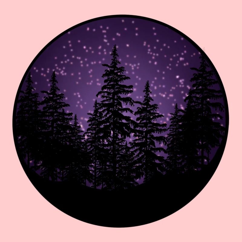 Dunkler Wald mit Lila Hintergrund