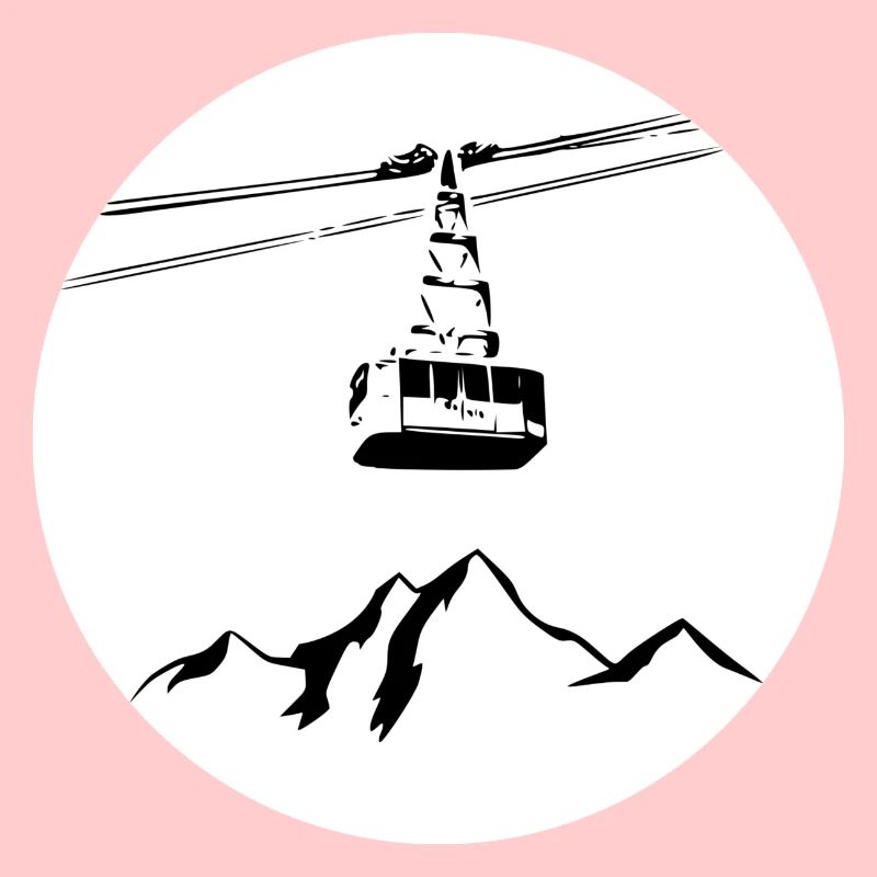 Berg mit Gondel schwarz