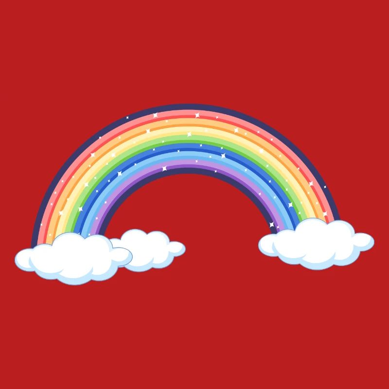 Lebendiger Regenbogen über den Wolken