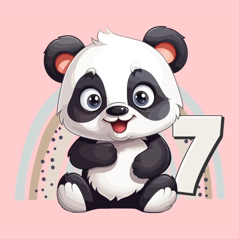 7e anniversaire Panda Bear Arc-en-ciel Doux Mignon