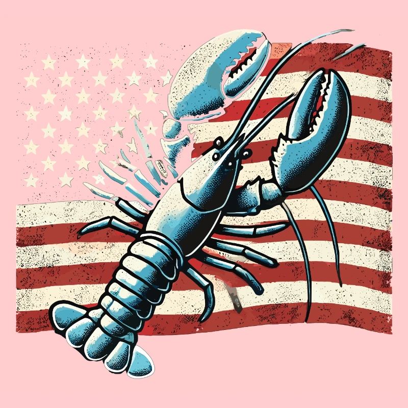 Homard devant le drapeau américain