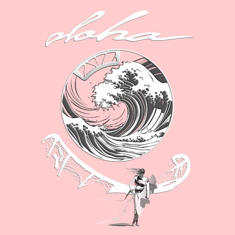 Aloha Wave Circle Surfer Motif