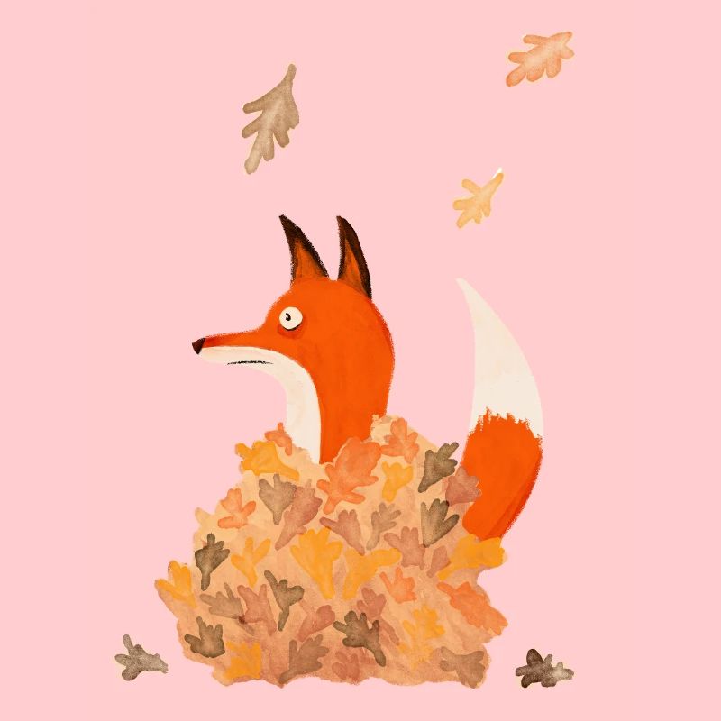 Fuchs mit Blättern