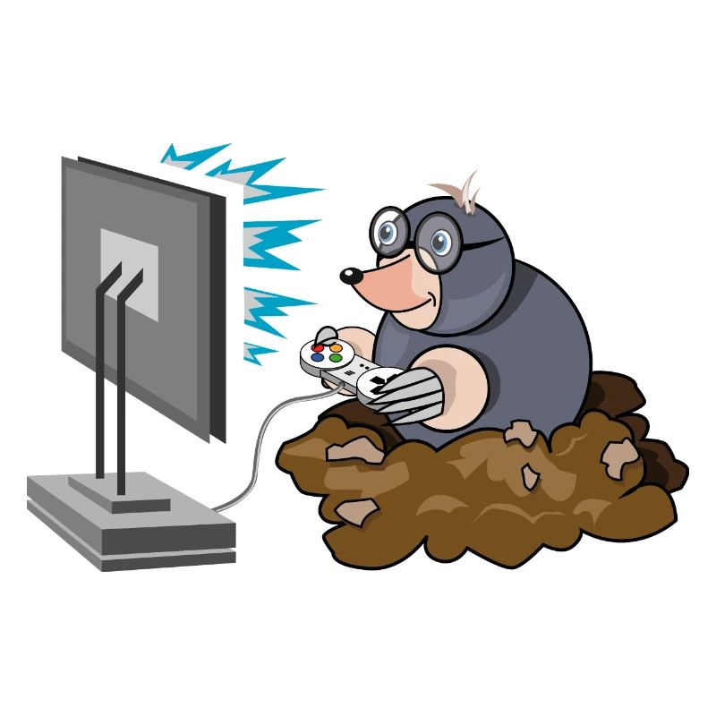 Maulwurf comic Gamer lustig Controller Gaming Logo