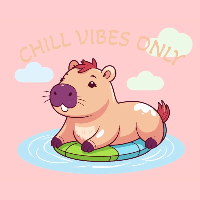 Capybara mignon - Capybara sur planche de surf