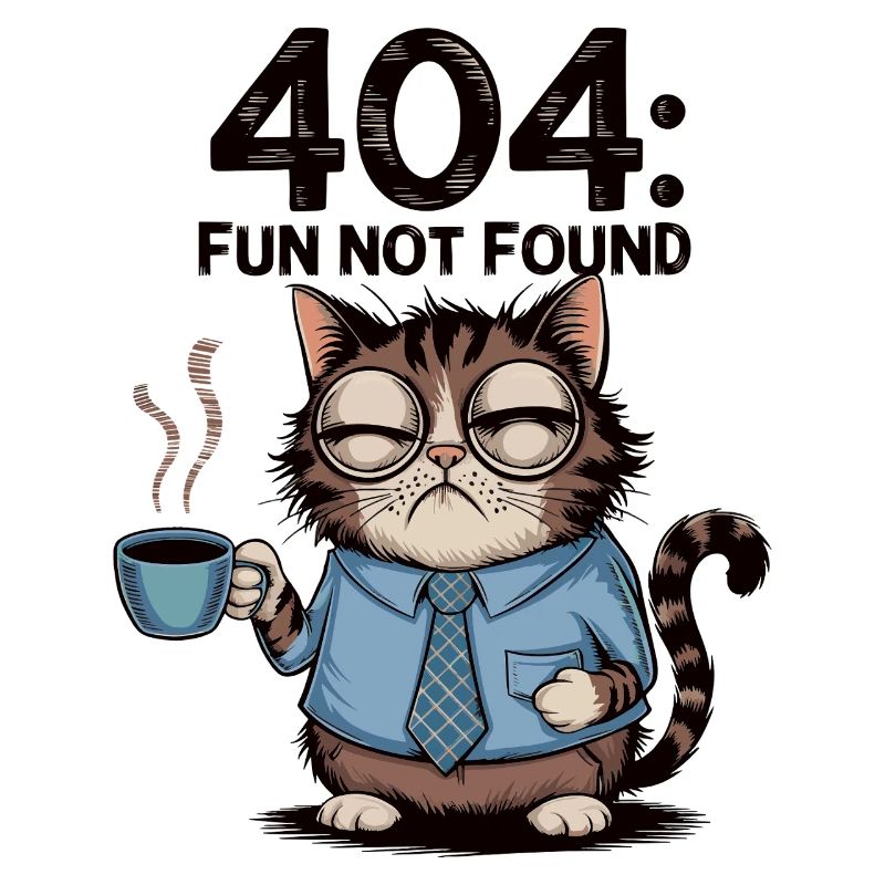 404 Fun Not Found - Café fatigué Chat Travail Mème