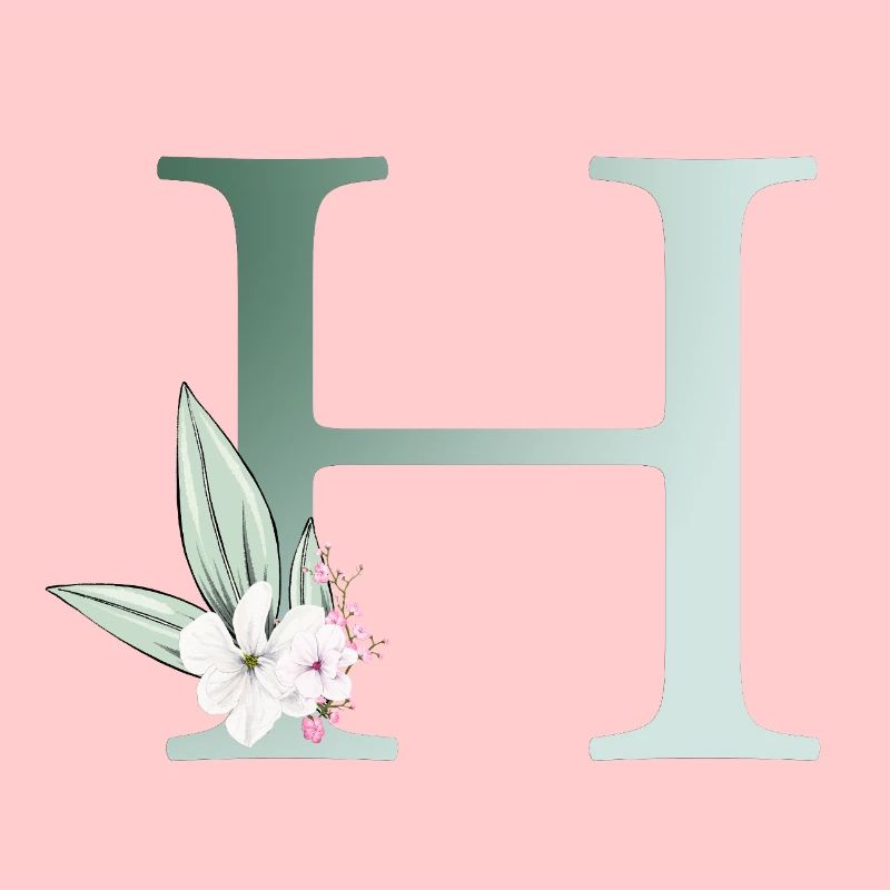 H Monogram, Floral, Personalizable