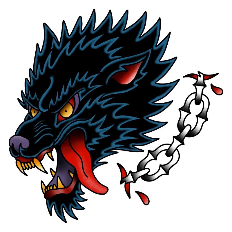 Style de tatouage à l’ancienne Black Wolf