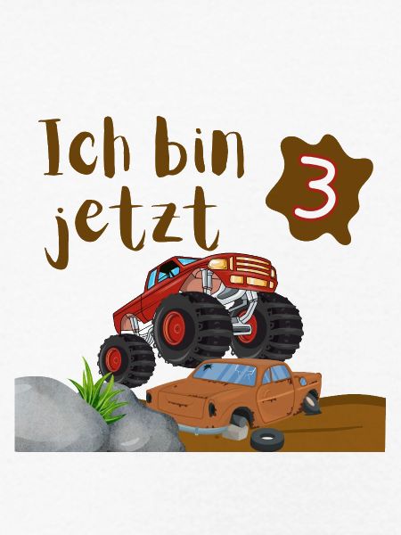 Jeg er nu 3 – Monster Truck fødselsdagsshirt