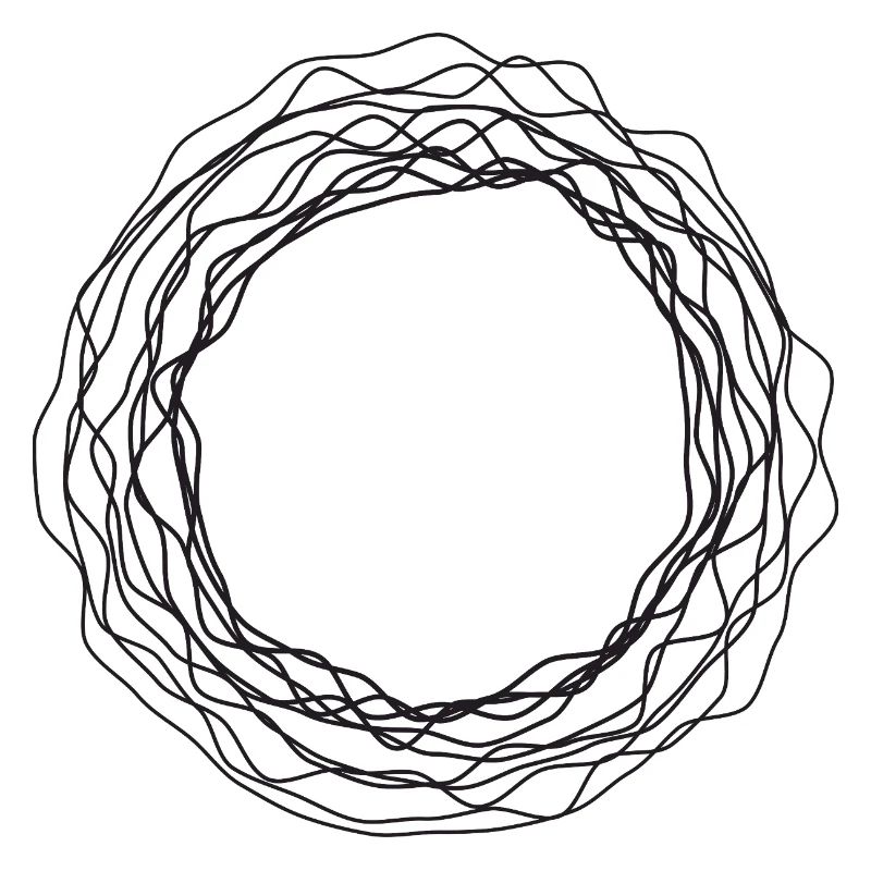 Tangled Wreath Circular Line Art
