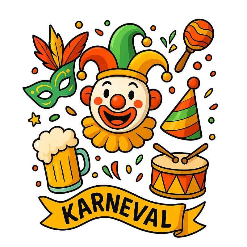 Bunter Karnevals Clown mit Trommel