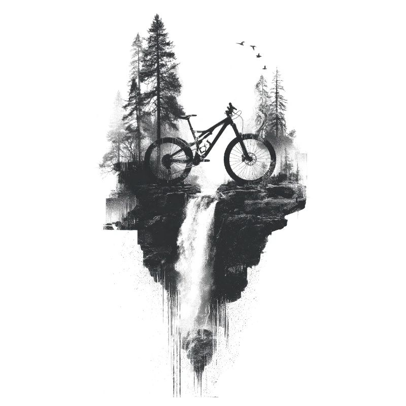 VTT, forêt, paysage, cascade, aventure