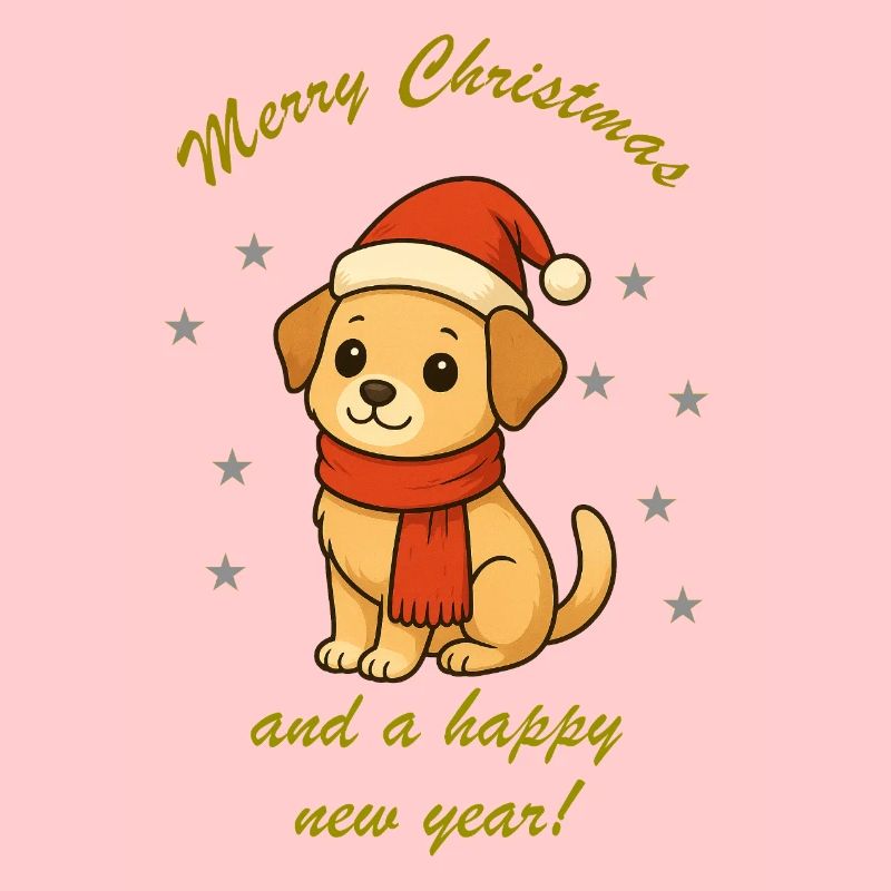 Chien de Noël avec écharpe
