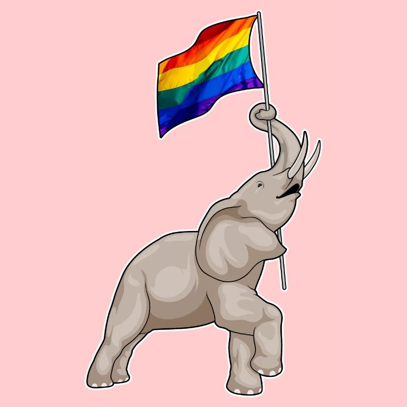 Elephant Rainbow Flag