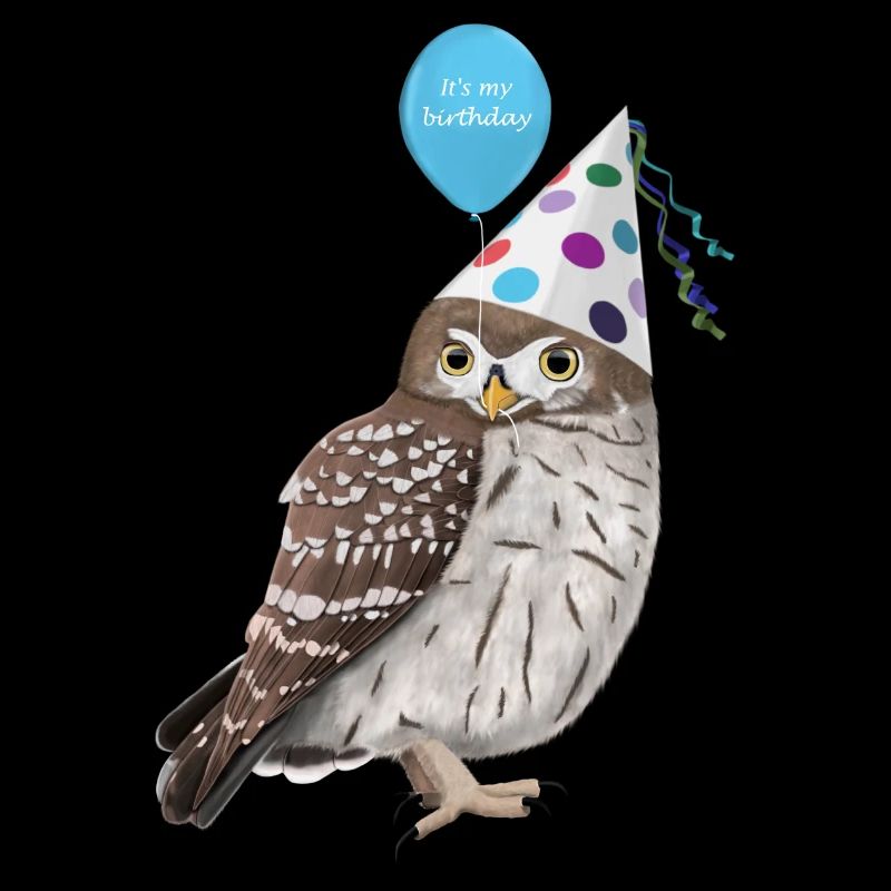 Eule feiert Geburtstag Party Vogel Vogelfreund