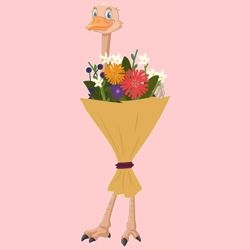 Vogelstrauß - Blumenstrauß mit Straußenvogel