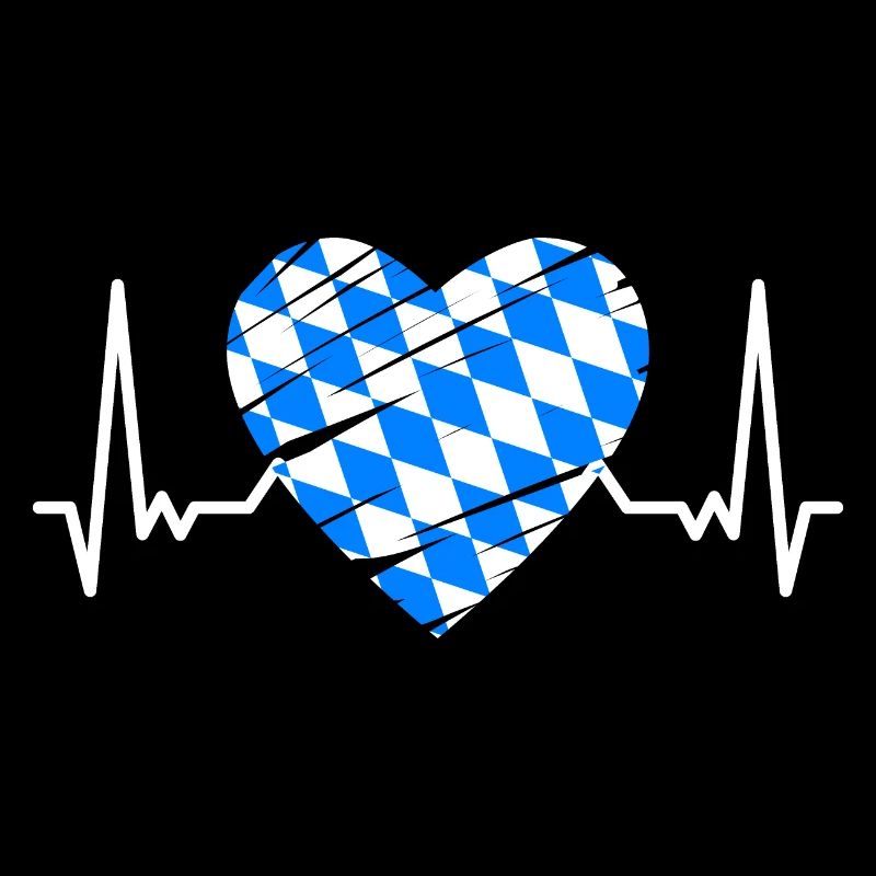 Drapeau de Bavière Heartbeat Drapeau de Bavière Vintage