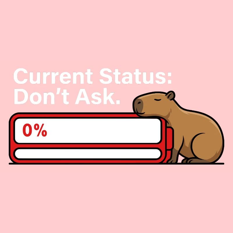 Capybara Tired Battery Empty Humor
