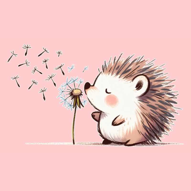 Igel mit Pusteblume