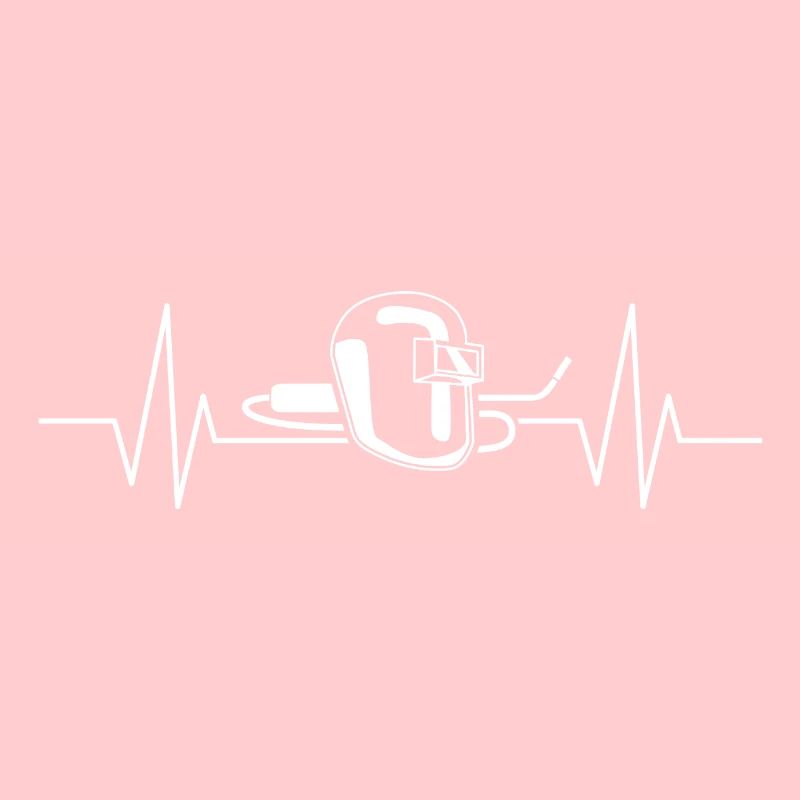 Welding machine worker mask heartbeat pulse