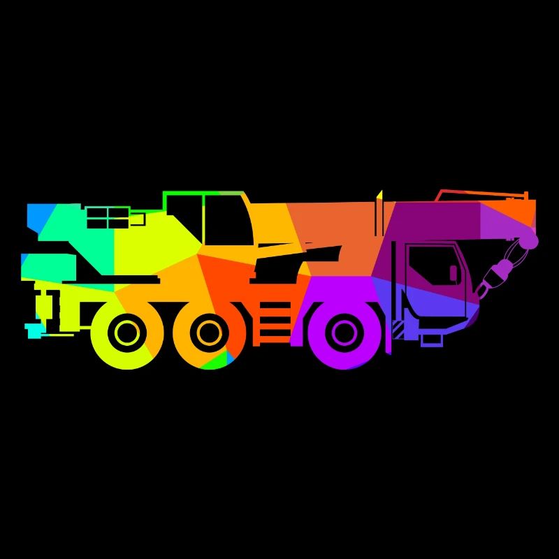 Buntes Regenbogen Kranfahrzeug Baustelle