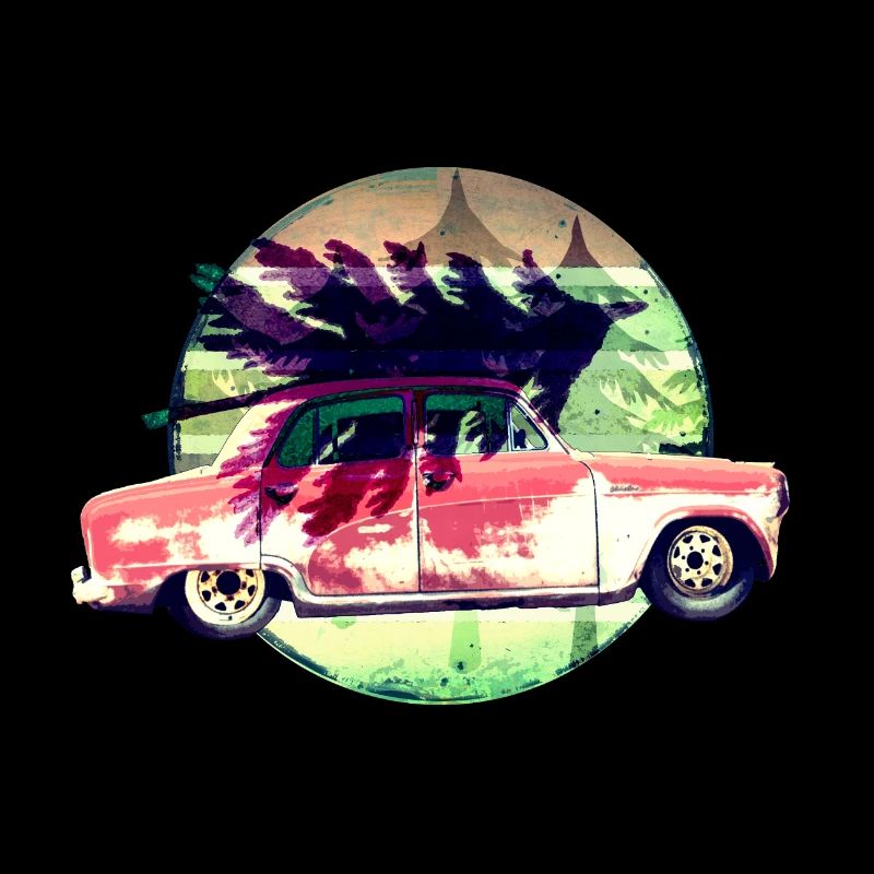 Oldtimer mit Weihnachtsbaum