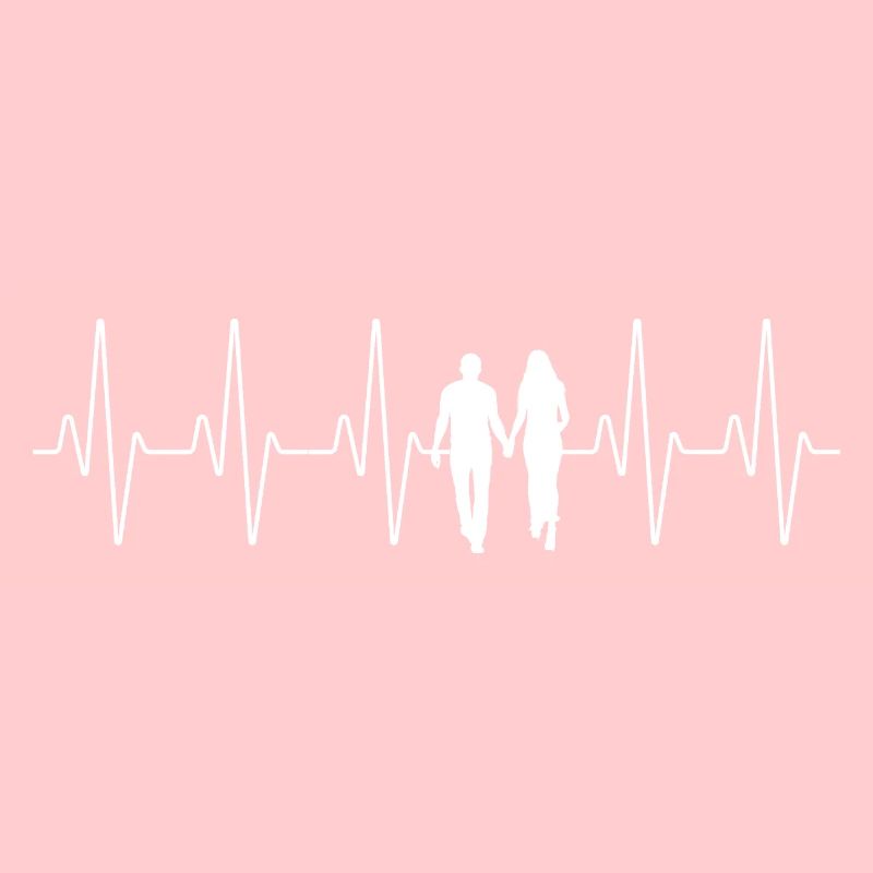 Heartbeat ECG pulse pair | Anniversary Gift