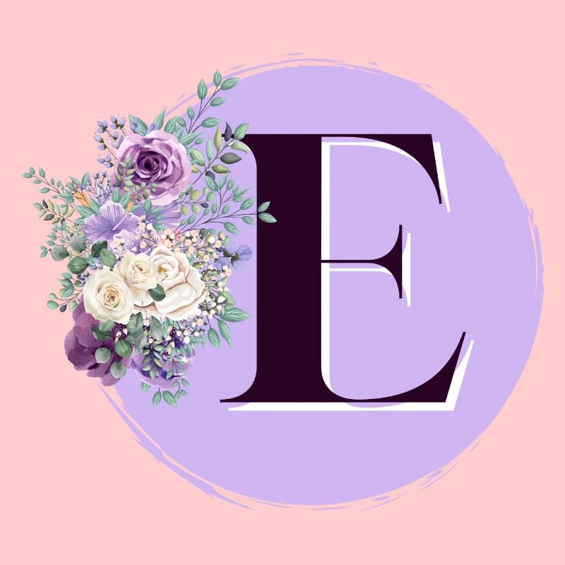 lettre E Couronne de fleurs