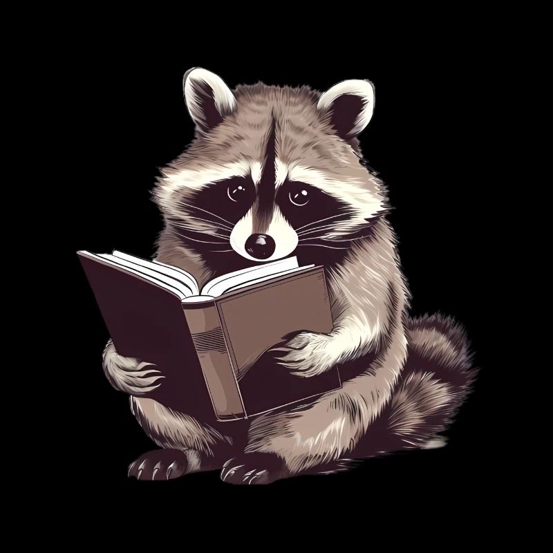 Lesender Waschbär mit Buch