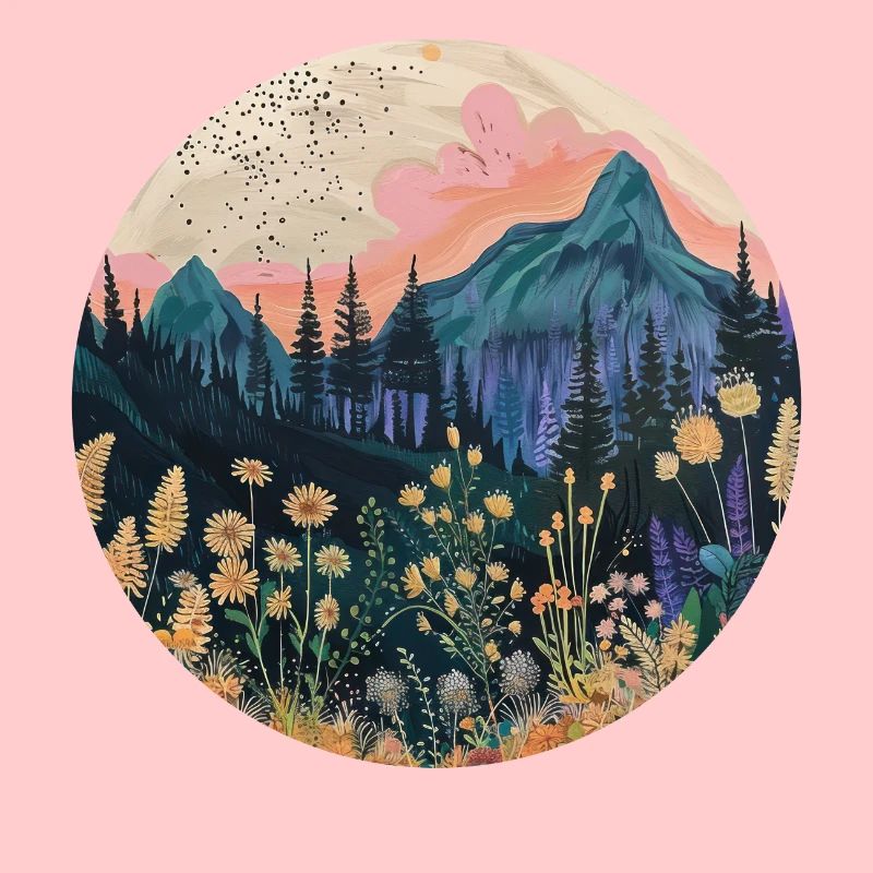 Boho, Flowers, Mountains, Landscape, Nature, Trees