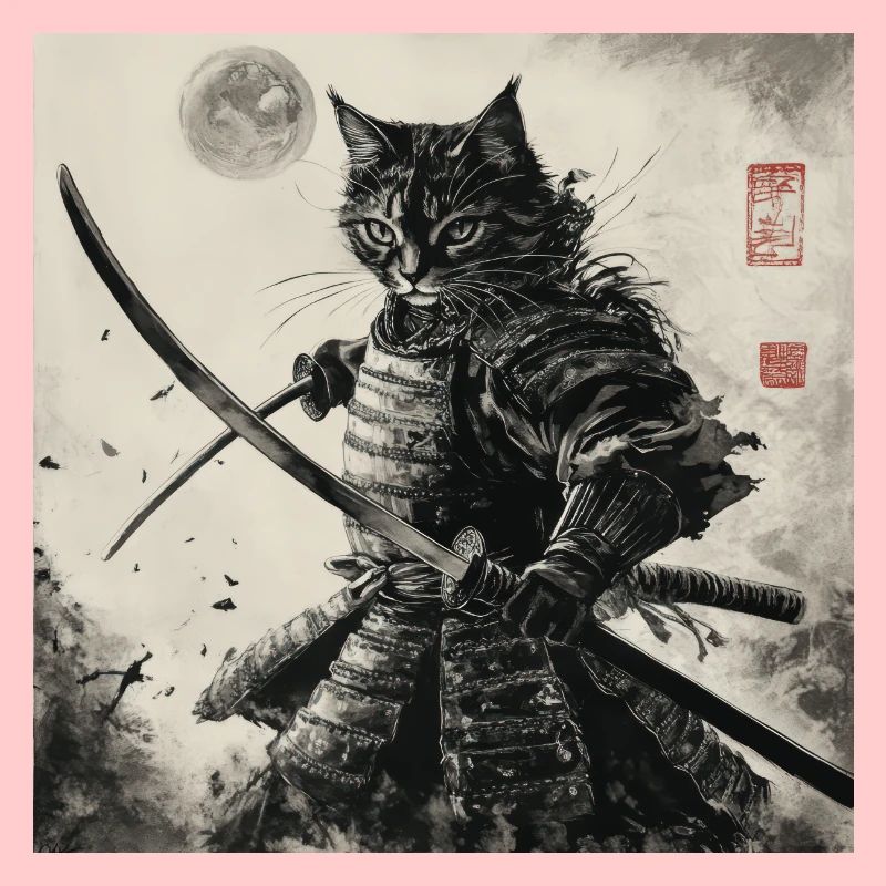 Katze Samurai Japan Ukiyo-E