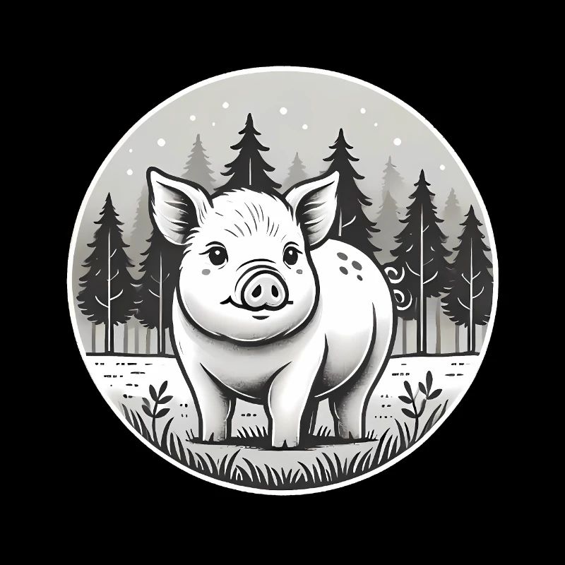 Rustikale Schwein-Illustration im Wald