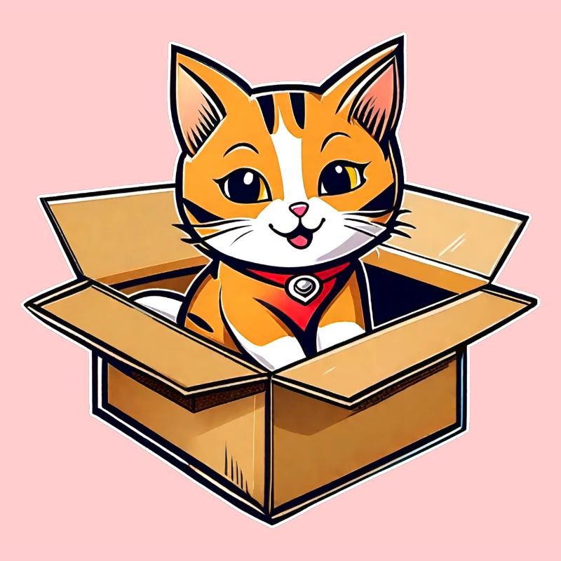 Cute cat in cardboard box