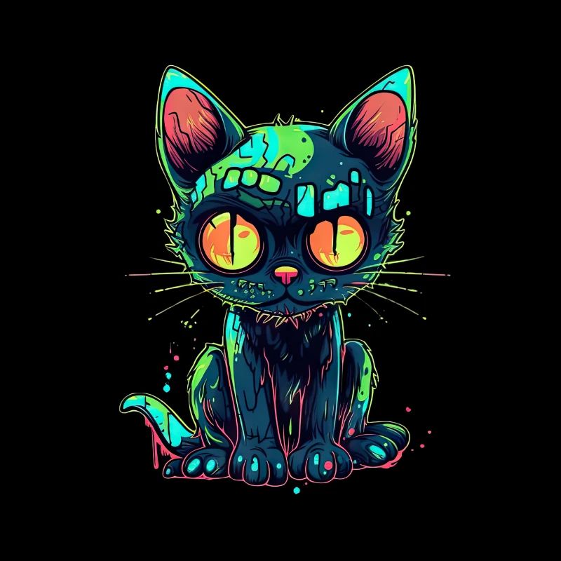 Chat zombie d’Halloween - Chat effrayant mignon