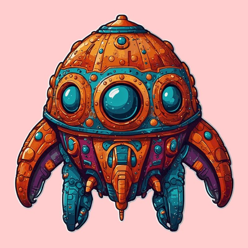 Colorful imaginative whimsical spaceship