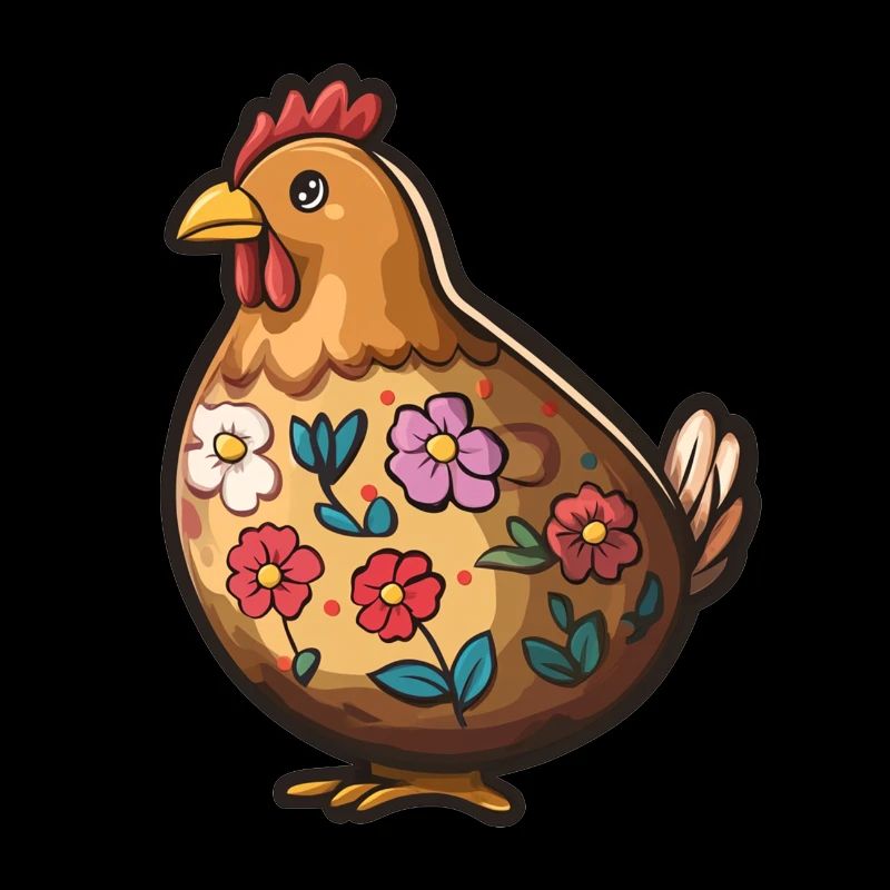 Colorful Hen Spring Motif Easter