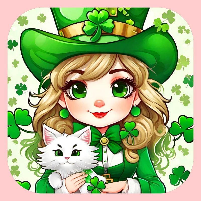 Saint Patrick's Day leprechaun with cat