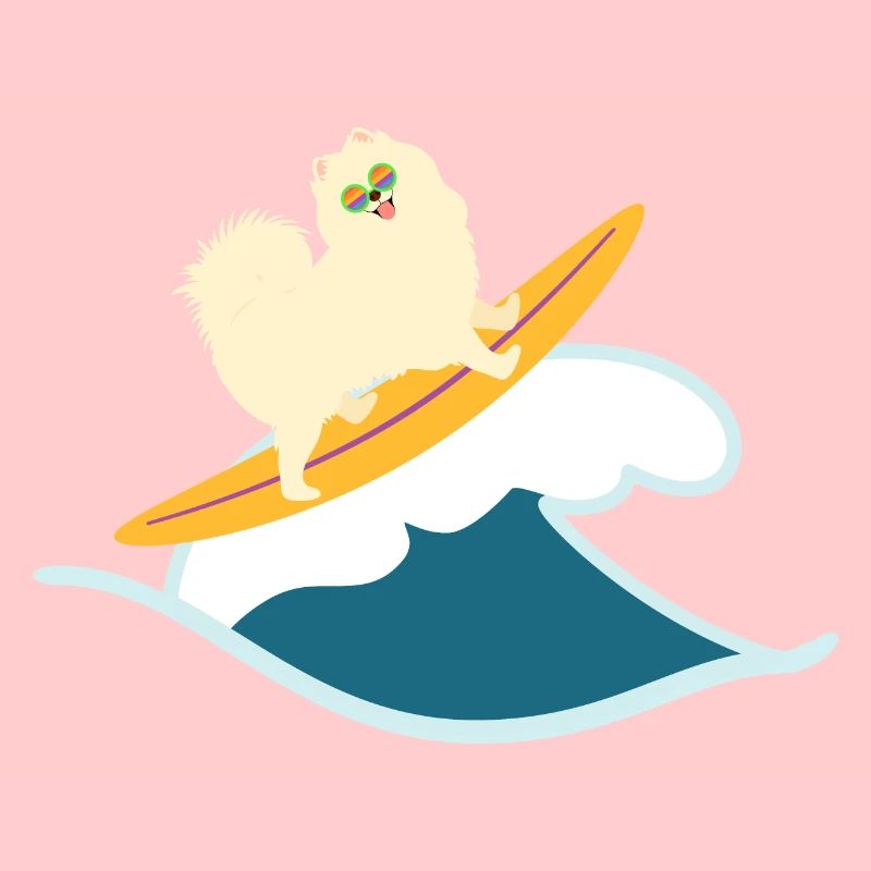 Chien Samoyède surf