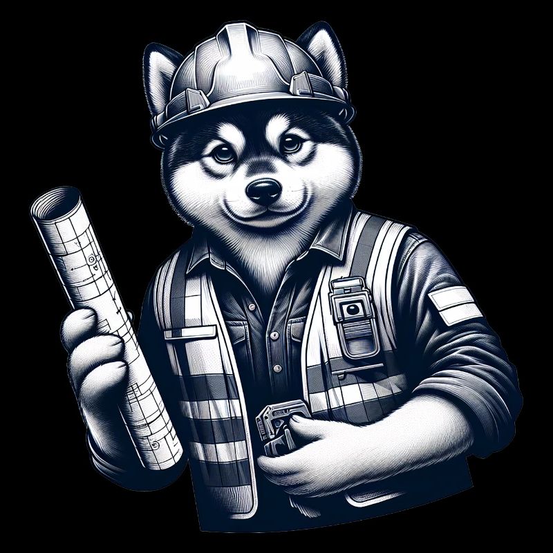 Chien mignon ouvrier de la construction