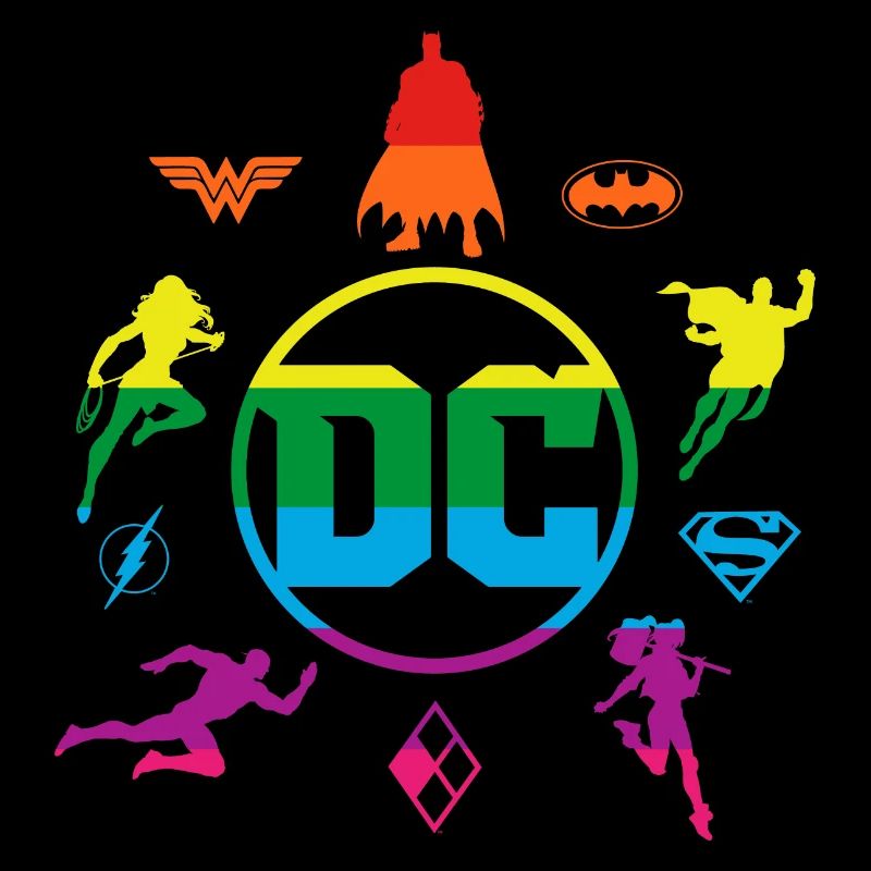 Justice League DC Superheroes Rainbow Logos
