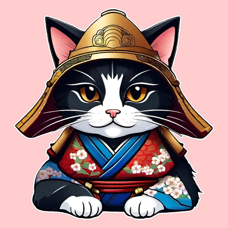 Mignon chat samouraï