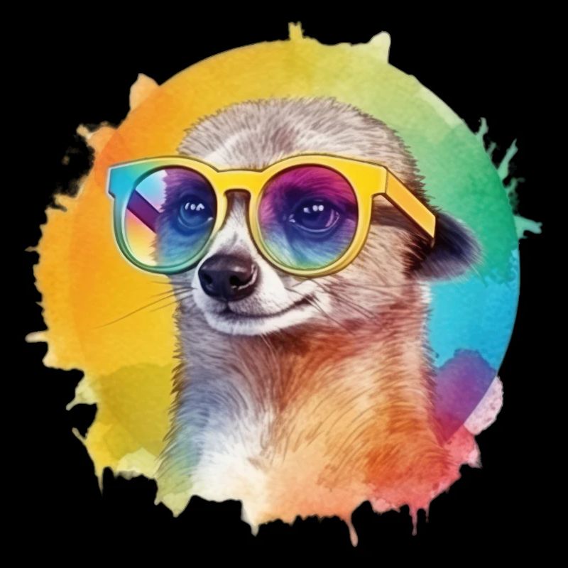 Buntes cooles Erdmännchen mit Sonnenbrille