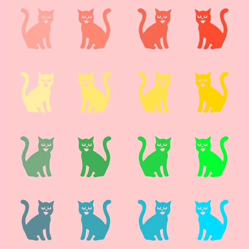 Modèle de chat drôle de chats colorés avec des chatons
